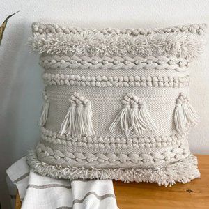 2-Piece Dakota Fields Off-White Bohemian Mcdonough Fringed Throw Pillow Cover